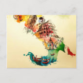 ヴィンテージイタリア地図シティトラベルラブウォーターカラー シーズンポストカード (正面)