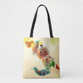 ヴィンテージイタリア地図シティトラベルラブウォーターカラー トートバッグ (正面)