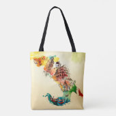 ヴィンテージイタリア地図シティトラベルラブウォーターカラー トートバッグ (裏面)