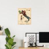 ヴィンテージイタリア地図ポスター ポスター (ホームオフィス)