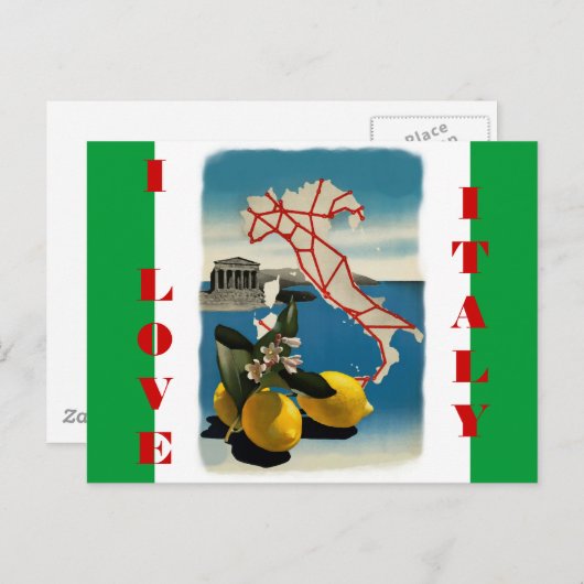 ヴィンテージイタリア旅行のポストカードとフラグの色 ポストカード (正面/裏面)