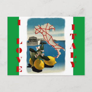 ヴィンテージイタリア旅行のポストカードとフラグの色 ポストカード