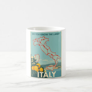 ヴィンテージイタリア旅行イタリアン – 地図とレモン コーヒーマグカップ