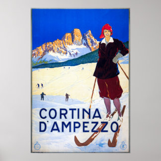 ヴィンテージイタリア旅行ポスター | Cortina d'Amperzzo ポスター