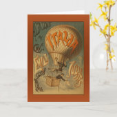 ヴィンテージイタリア熱気球グリーティング カード (黄色い花)