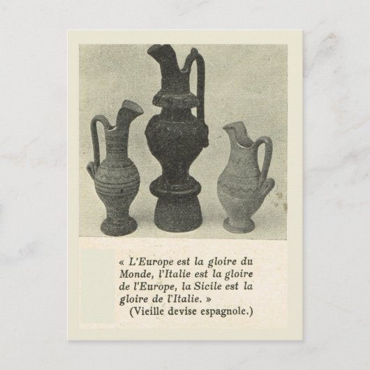 ヴィンテージイタリア，シチリア伝統的ー，陶器 ポストカード (正面)