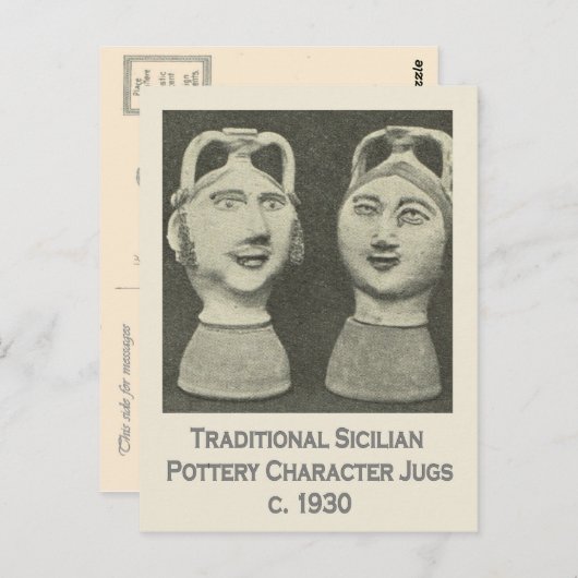 ヴィンテージイタリア、シチリア伝統的、陶器のジャグ ポストカード (正面/裏面)