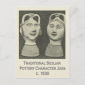 ヴィンテージイタリア、シチリア伝統的、陶器のジャグ ポストカード (正面)