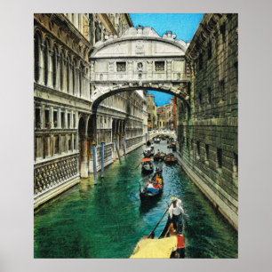 ヴィンテージイタリア、ベニスのため息の橋 ポスター
