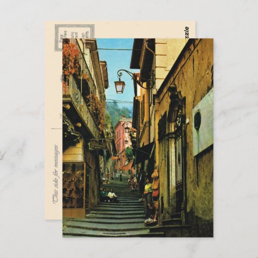 ヴィンテージイタリアBellagio通りのステップ ポストカード (正面/裏面)
