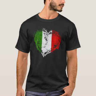 ヴィンテージイタリイタリアンアハート形スタイリッシュ旗Des Tシャツ
