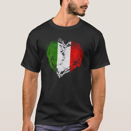 ヴィンテージイタリイタリアンアハート形スタイリッシュ旗Des Tシャツ (正面)