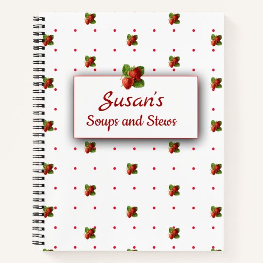 ヴィンテージイチゴとドットのスパイラルノート ノートブック (正面)