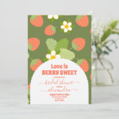 ヴィンテージイチゴと緑のブライダルシャワー 招待状 (スタンド正面)