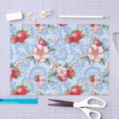 ヴィンテージイチゴと花のパターン 薄葉紙 (クラフト)