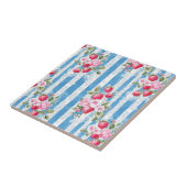 ヴィンテージイチゴと開花オンブルーストライプズ タイル (側面)