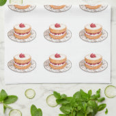 ヴィンテージイチゴのショートケーキのデザート キッチンタオル (折り畳み)