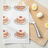 ヴィンテージイチゴのショートケーキのデザート キッチンタオル (四つ折り)