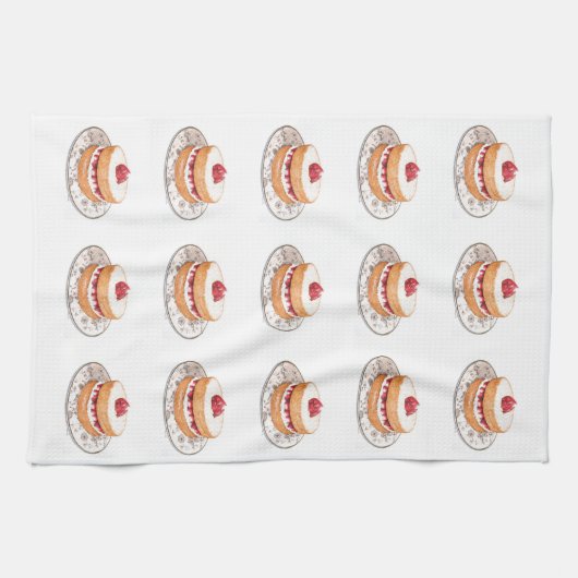 ヴィンテージイチゴのショートケーキのデザート キッチンタオル (横)