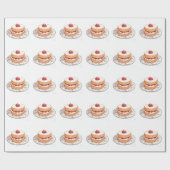 ヴィンテージイチゴのショートケーキのデザート ラッピングペーパー (フラット)