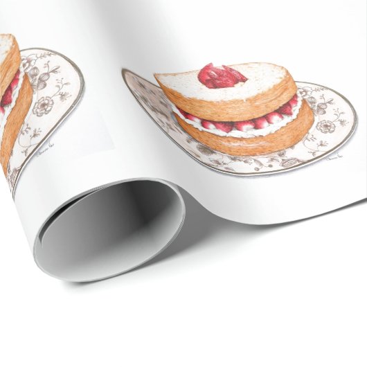 ヴィンテージイチゴのショートケーキのデザート ラッピングペーパー (ロールコーナー)