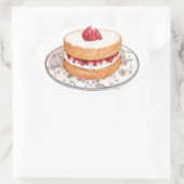 ヴィンテージイチゴのショートケーキのデザート 楕円形シール (バッグ)