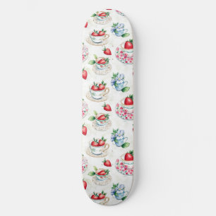 ヴィンテージイチゴのティーカップ花柄 スケートボード