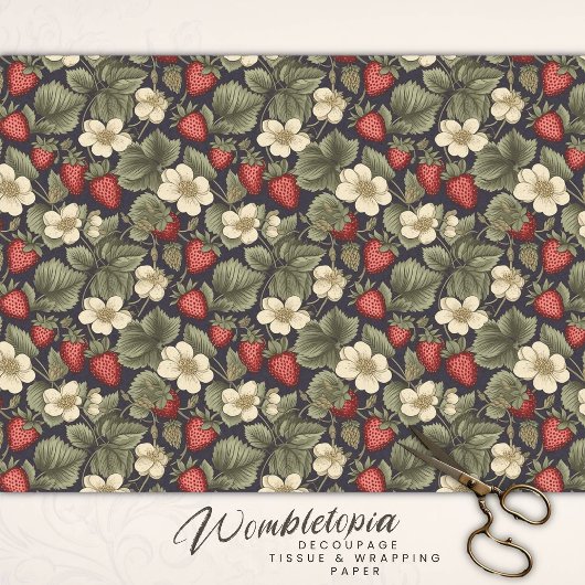 ヴィンテージイチゴのフィールドパターンの切り離し 薄葉紙