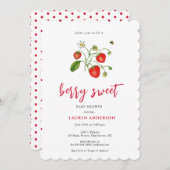 ヴィンテージイチゴのベリースイートベビーシャワー 招待状 (正面/裏面)