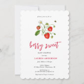 ヴィンテージイチゴのベリースイートベビーシャワー 招待状 (正面)