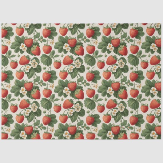 ヴィンテージイチゴの花模様 薄葉紙 (正面)