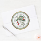 ヴィンテージイチゴイラストレーション金ゴールド縁どゼリー ラウンドシール (封筒)