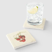 ヴィンテージイチゴスケッチアート ストーンコースター (横)