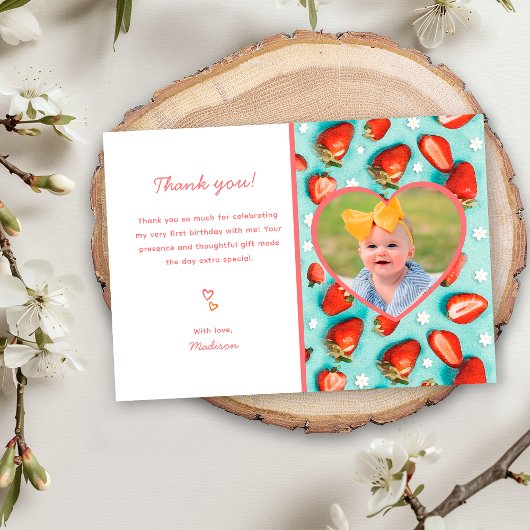 ヴィンテージイチゴレトロ1stベリーファースト誕生日 サンキューカード