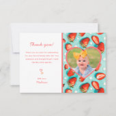 ヴィンテージイチゴレトロ1stベリーファースト誕生日 サンキューカード (正面)