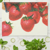 ヴィンテージイチゴ入りバスケット、フードフルーツベリー キッチンタオル (折り畳み)