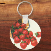ヴィンテージイチゴ入りバスケット、フードフルーツベリー キーホルダー (正面)