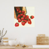 ヴィンテージイチゴ入りバスケット、フードフルーツベリー ポスター (キッチン)