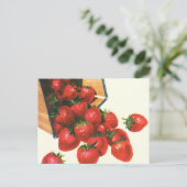 ヴィンテージイチゴ入りバスケット、フードフルーツベリー ポストカード (スタンド正面)