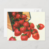 ヴィンテージイチゴ入りバスケット、フードフルーツベリー ポストカード (正面/裏面)