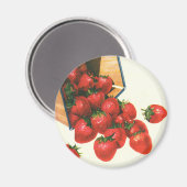 ヴィンテージイチゴ入りバスケット、フードフルーツベリー マグネット (正面/裏面)