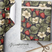 ヴィンテージイチゴ花柄デコパージュ ラッピングペーパー