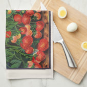 ヴィンテージイチゴ,農場のイチゴの植物 キッチンタオル (四つ折り)