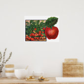 ヴィンテージイチゴ，農場のイチゴの植物 ポスター (キッチン)