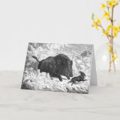 ヴィンテージイノシシ狩りグリーティングカード カード (黄色い花)