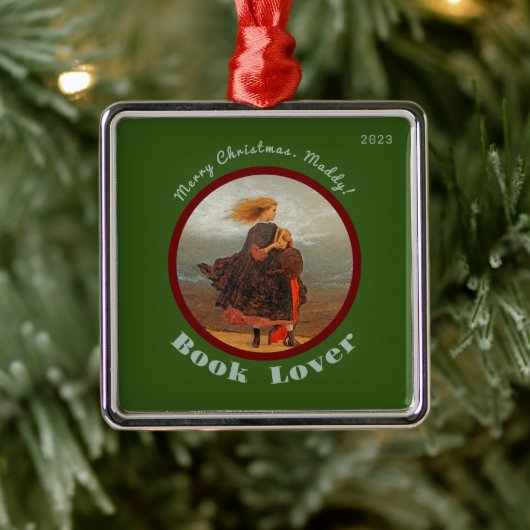 ヴィンテージイメージガールと書籍/クリスマスオーナメント メタルオーナメント (ツリー)