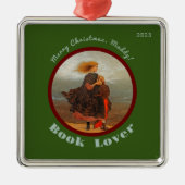 ヴィンテージイメージガールと書籍/クリスマスオーナメント メタルオーナメント (正面)