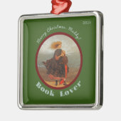 ヴィンテージイメージガールと書籍/クリスマスオーナメント メタルオーナメント (左)