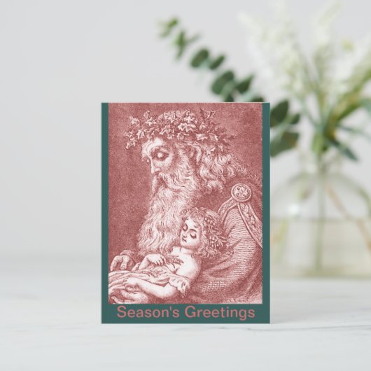 ヴィンテージイメージファーザータイム&ベビー年賀はがき シーズンポストカード (スタンド正面)