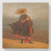 ヴィンテージイメージ/若い女の子の石コースター ストーンコースター (正面)